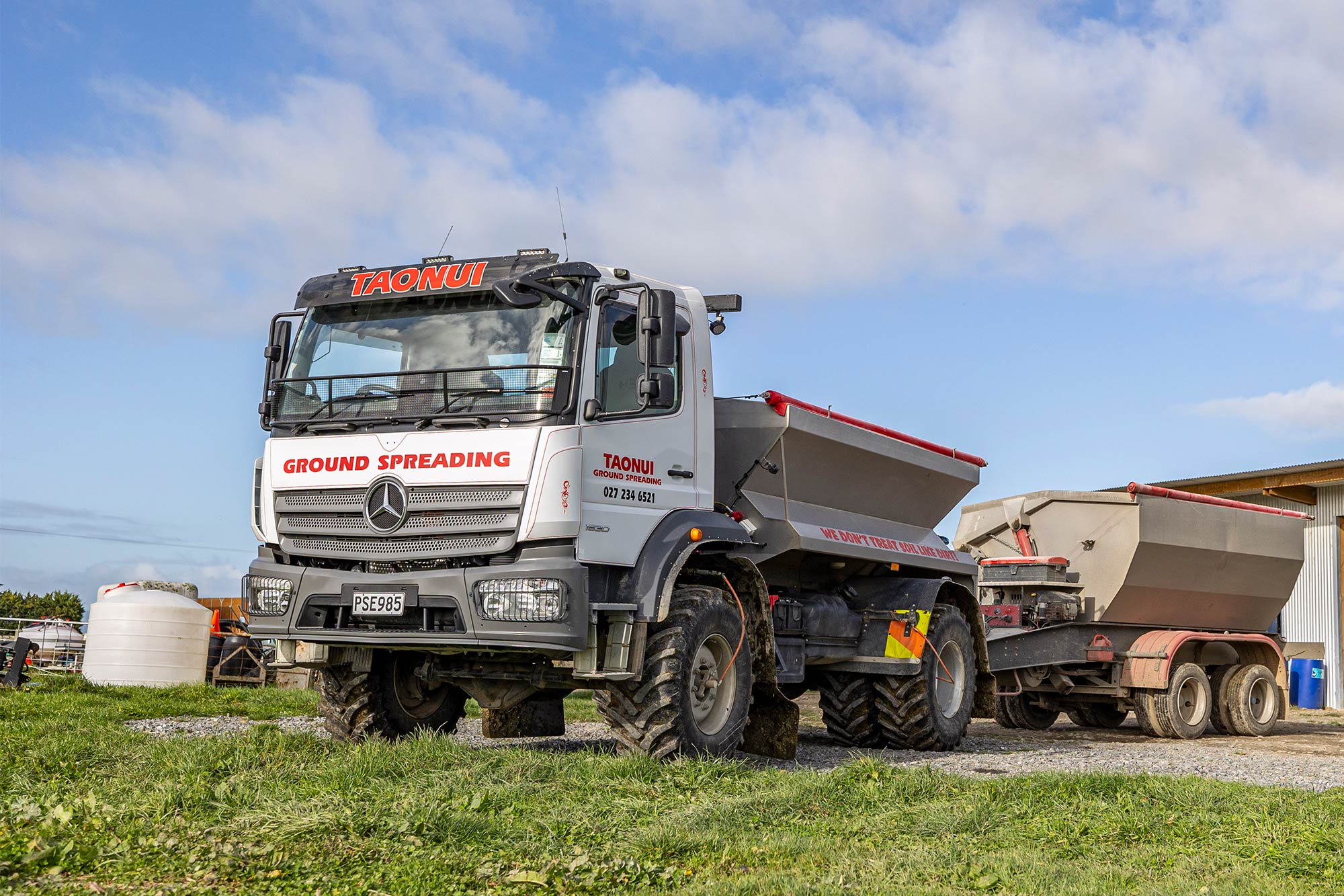 A Mercedes-Benz Atego ready to spread 