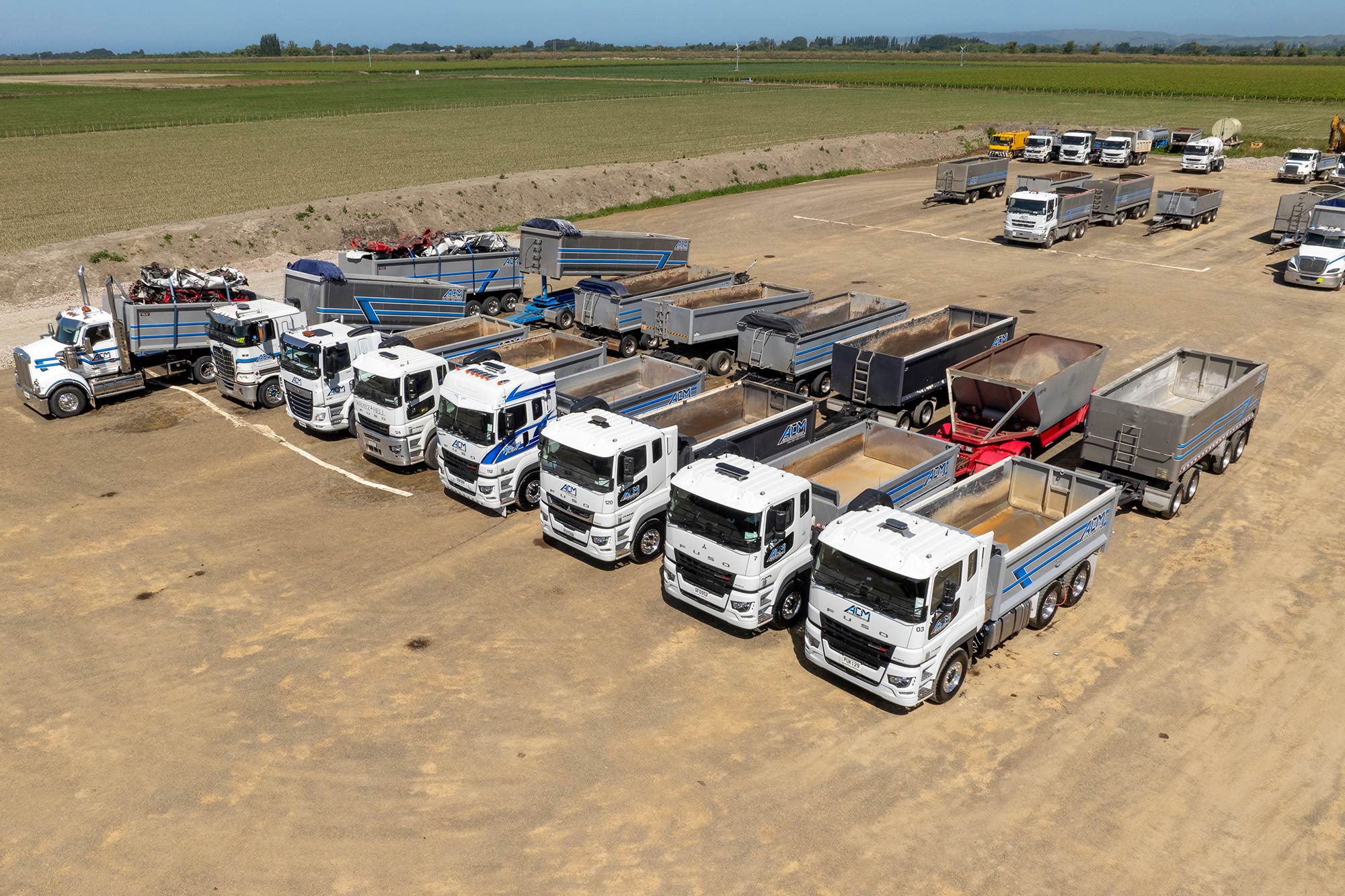 Drone image of trucks