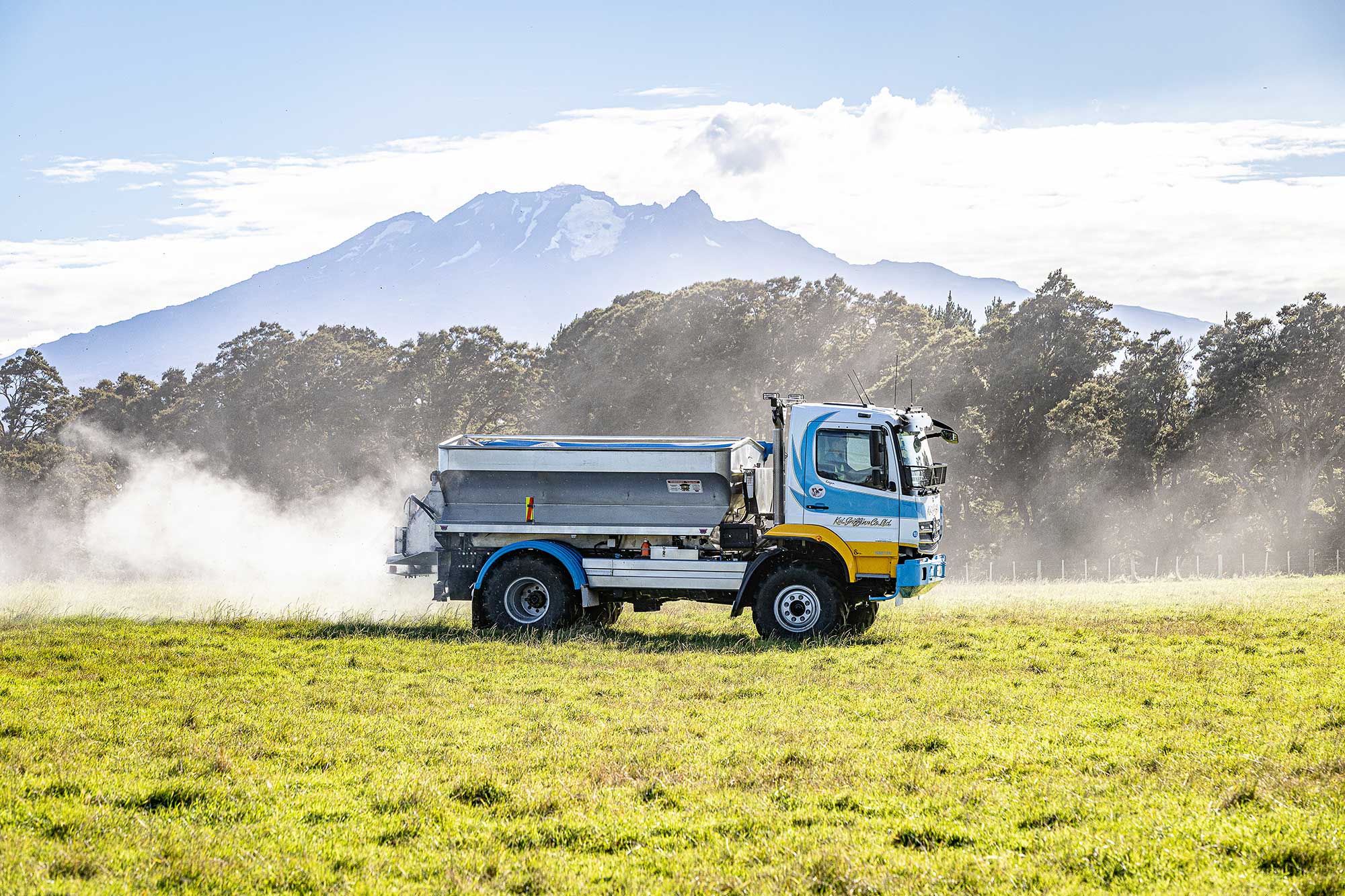 A Mercedes-Benz Atego loaded up with fertiliser 