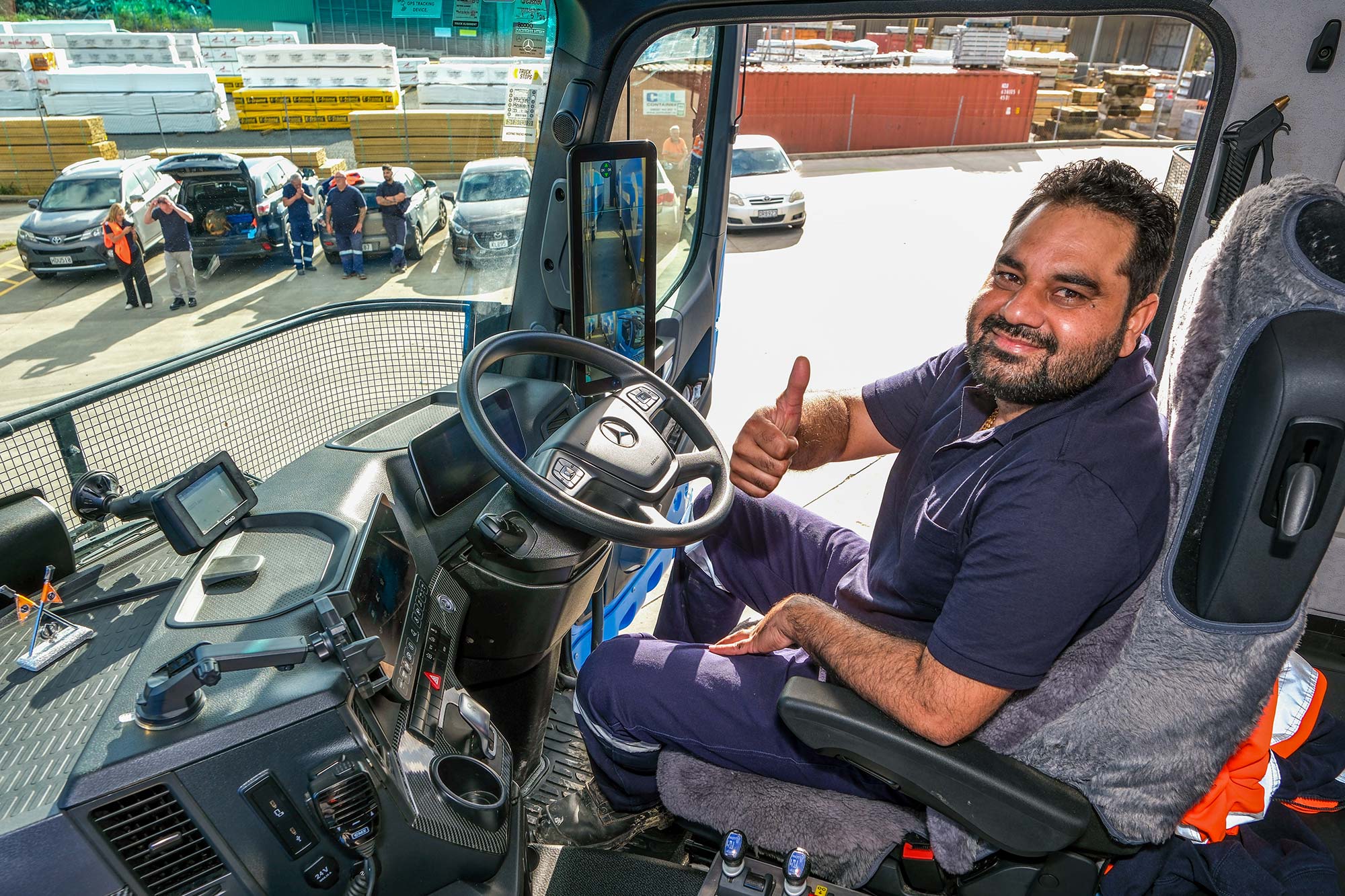 The cab of a Mercedes-Benz Arocs