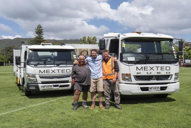 The FUSO Canter carts a 2.2T mower to jobs around Wellington