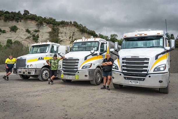 HW Cavanagh Aggregates’ three Freightliner heavy duty trucks 