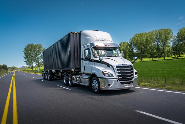 A Freightliner Cascadia on the road 